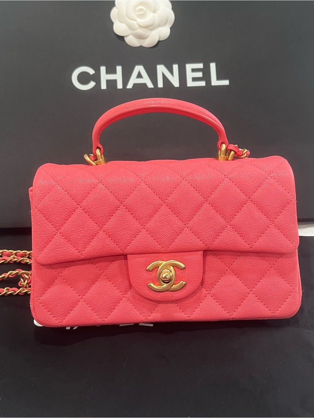 Chanel Classic Caviar Pink Mini rectangular Flap Bag - Picture 2 of 11